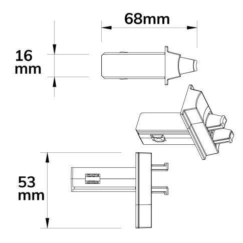 Thumbnail: Track48 Multi X connector for base module, for surface mounting rail, max. 6A, 4-pole