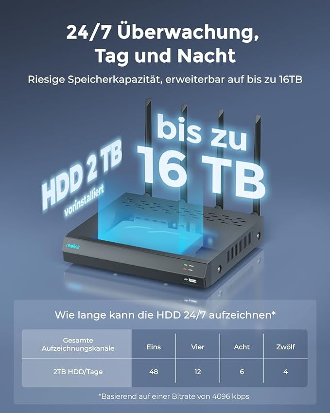 Miniaturbild: RCL RLN12W 12-Channel Wi-Fi 6 NVR Recorder for 24/7 Local Recordings