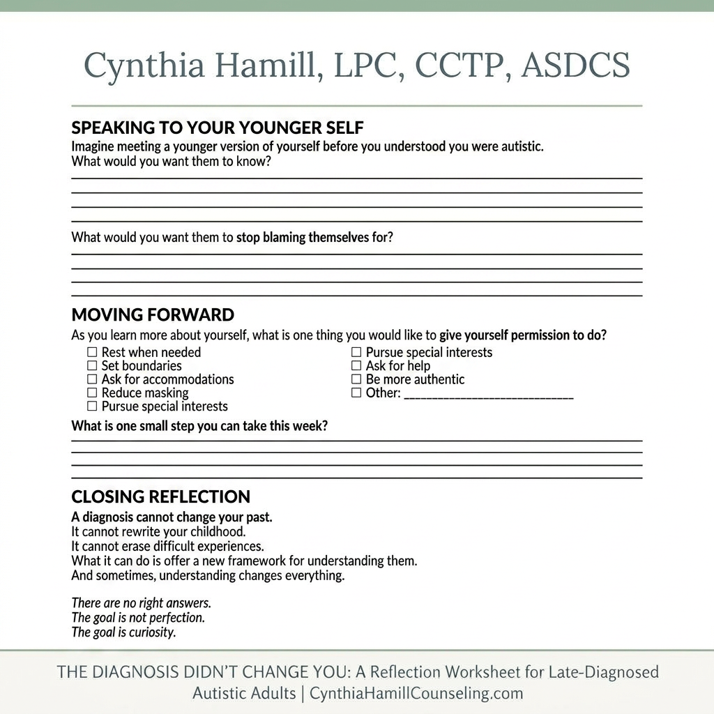 A Reflection Worksheet for Late-Diagnosed Autistic Adults