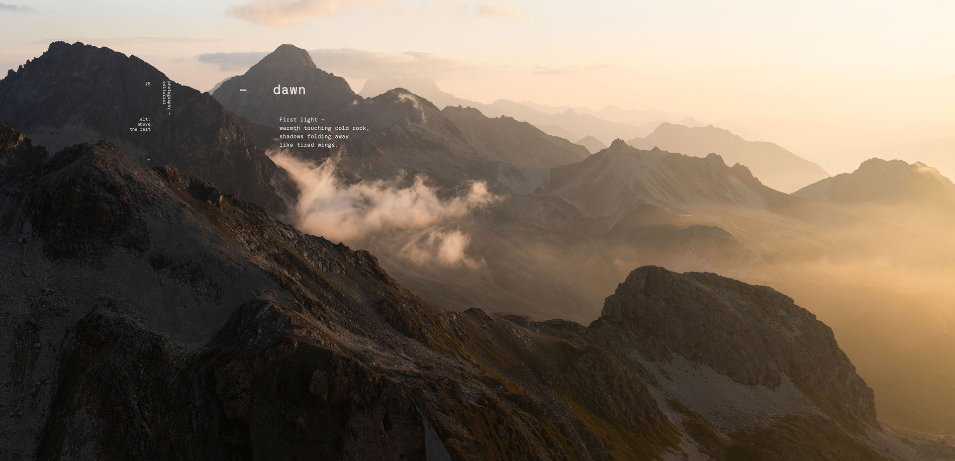 Sunrise in the mountains in summer.