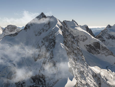 Snowy mountain peak.