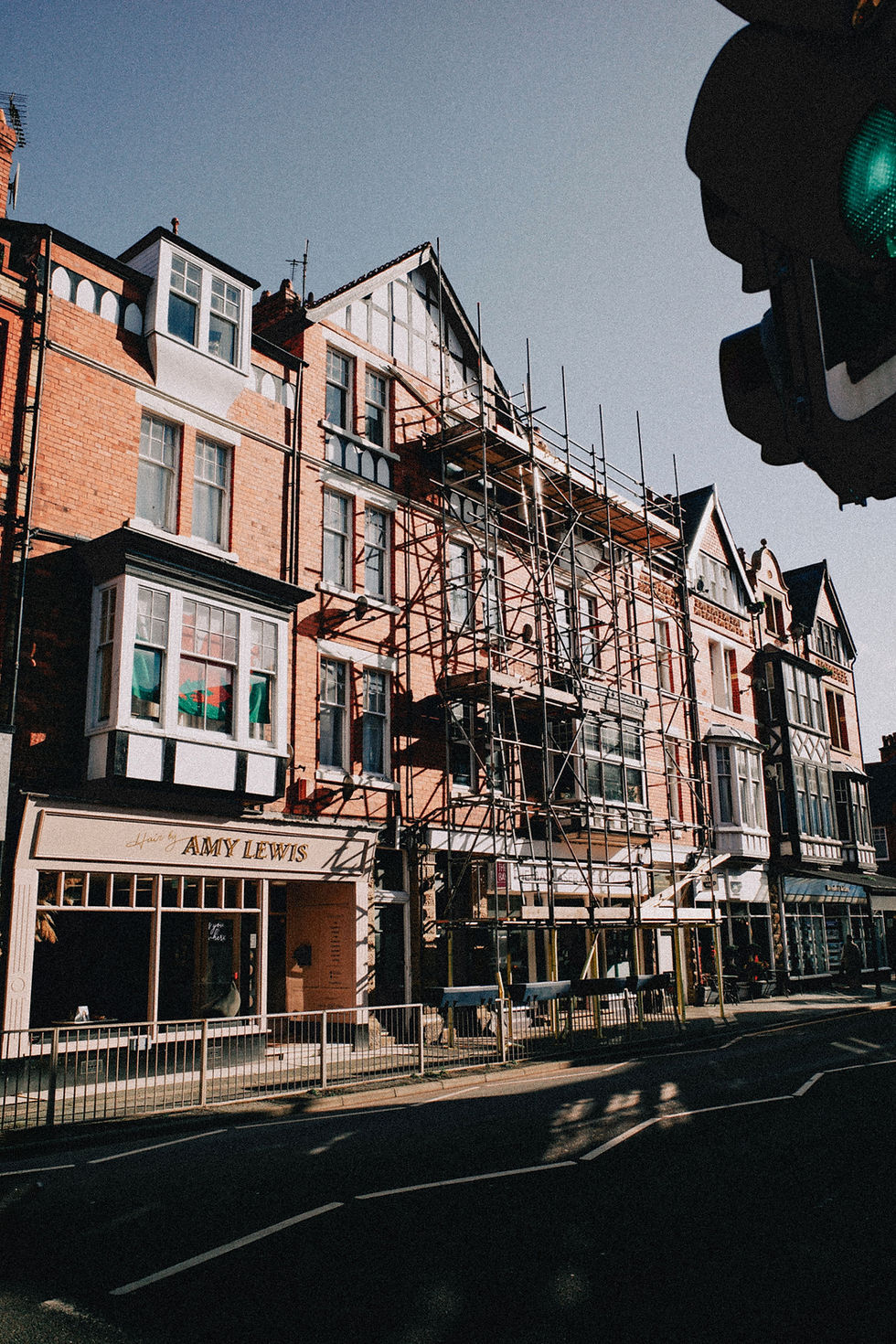 Shop front with scaffolding