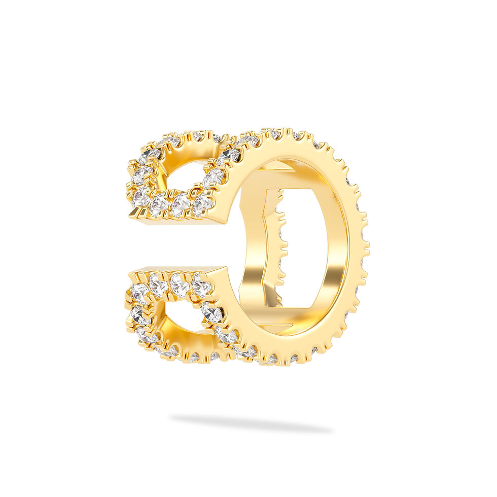 Miniature : Mini Ear Cuff double Vendôme IX or jaune et diamants
