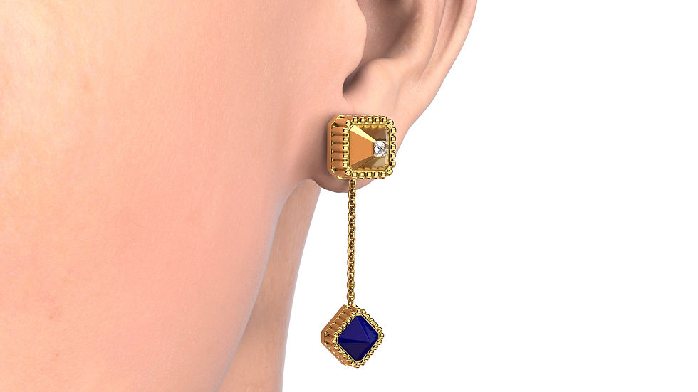 Miniature : Boucles d'oreilles Vendôme VII Modèle S Or jaune Blue