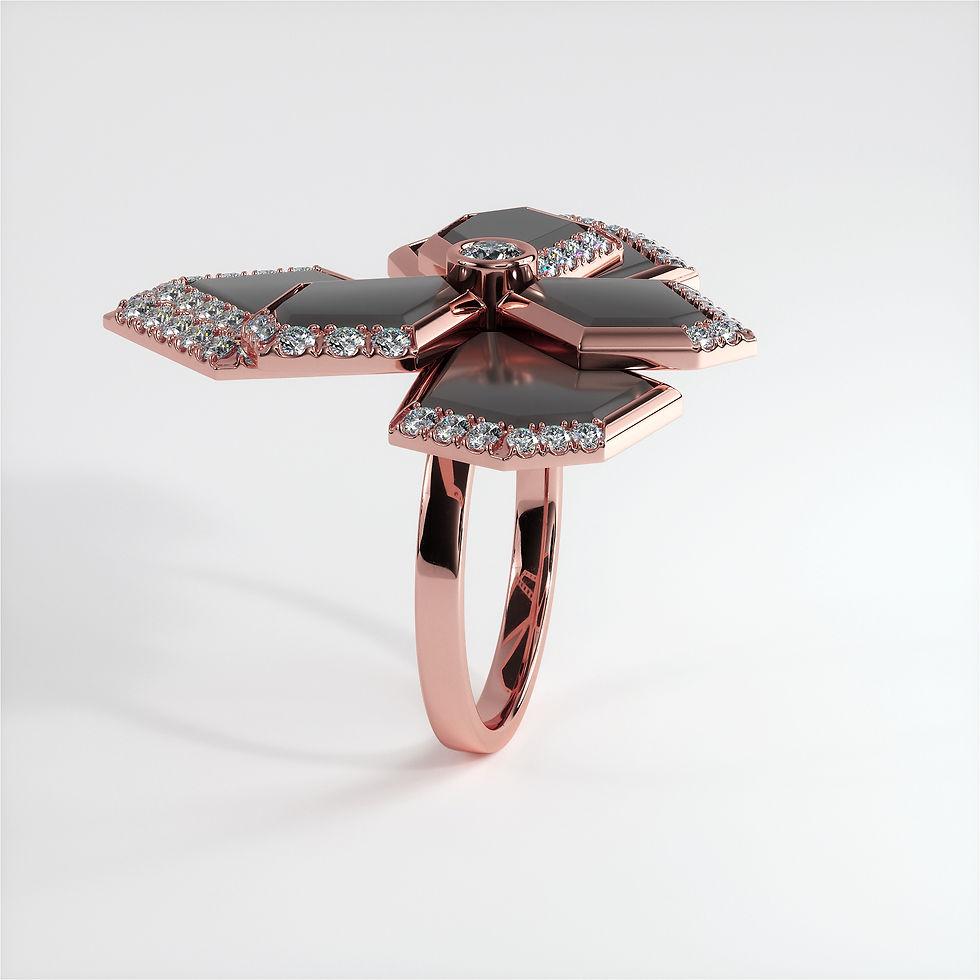 Miniature : Bague Vendôme XIII - Géraldine Modèle M Or Rose 18K et Onyx