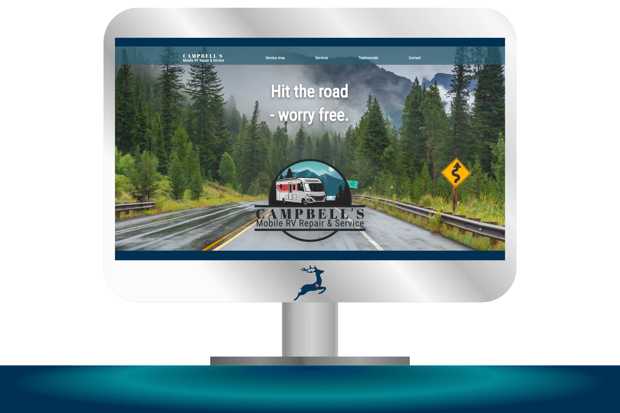 Graphic of computer with screenshot of website designed by DHSolutions