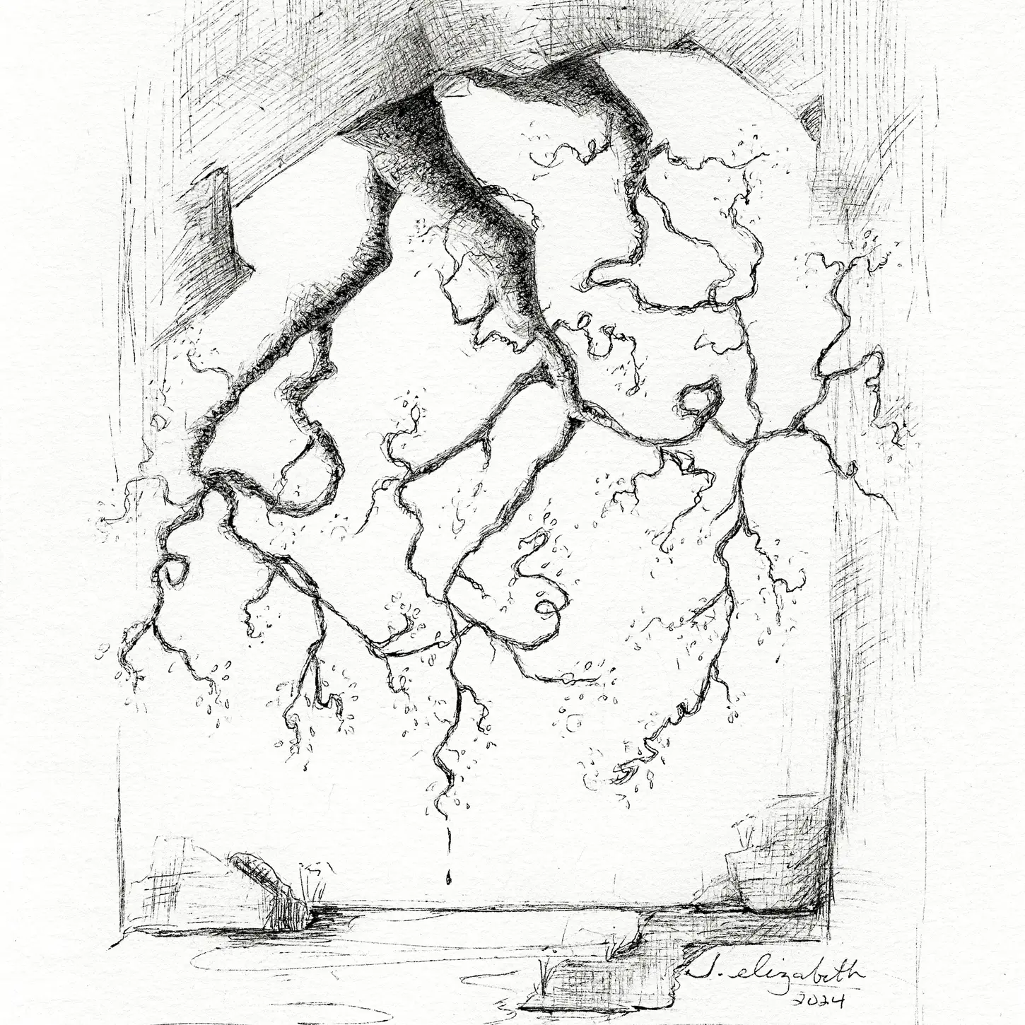 Twistitree - a pen and ink illustration by classical fine artist Jenny Elizabeth