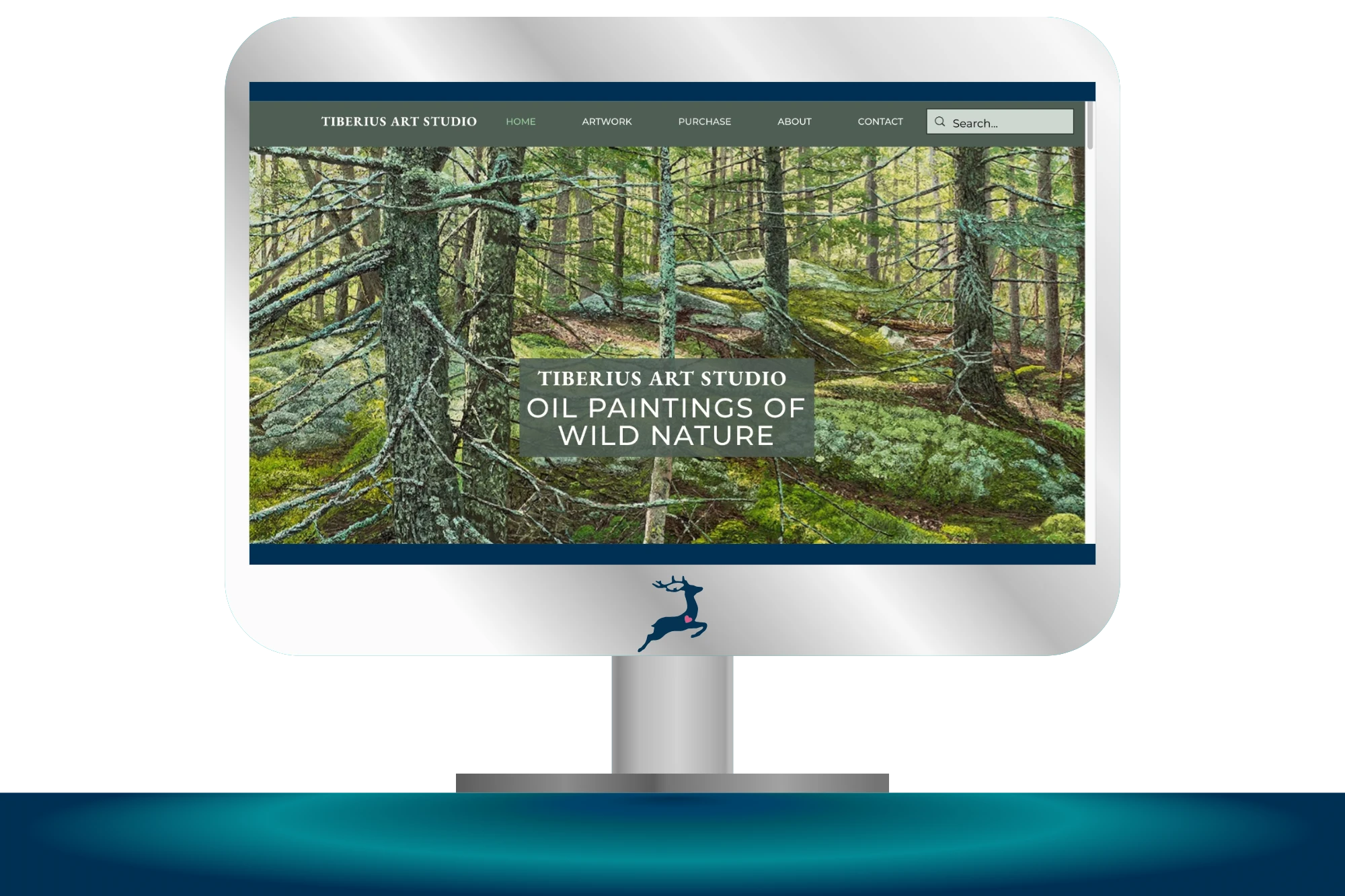 Graphic of computer with screenshot of website designed by DHSolutions