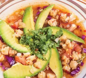 La Choza posole and avocado
