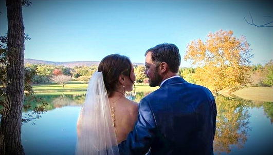 Bride and Groom at Hogue Head Lake Wedding Venue in Winchester VA in Autumn