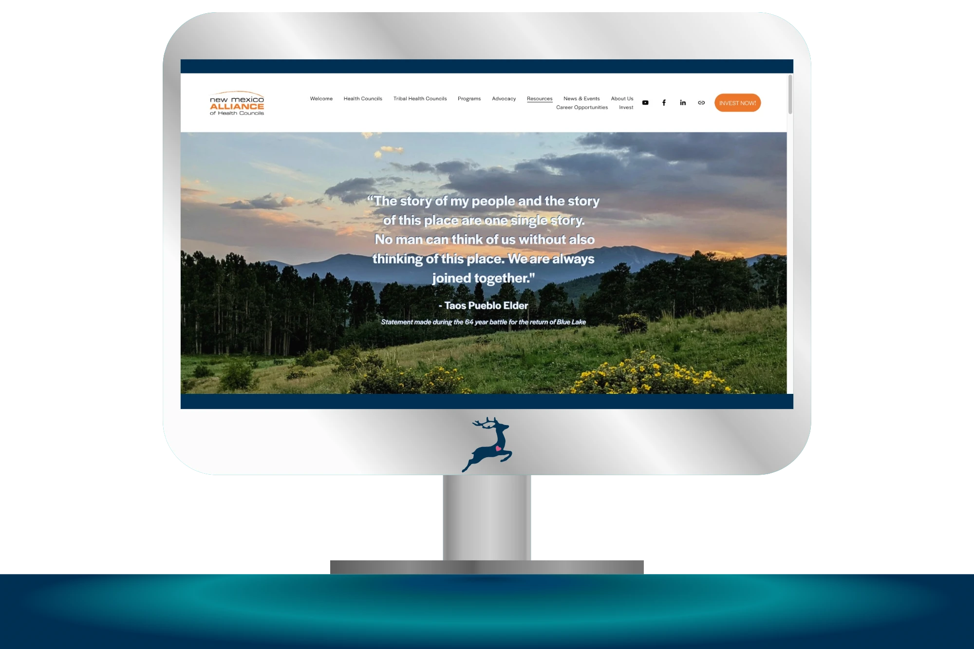 Graphic of computer with screenshot of website designed by DHSolutions