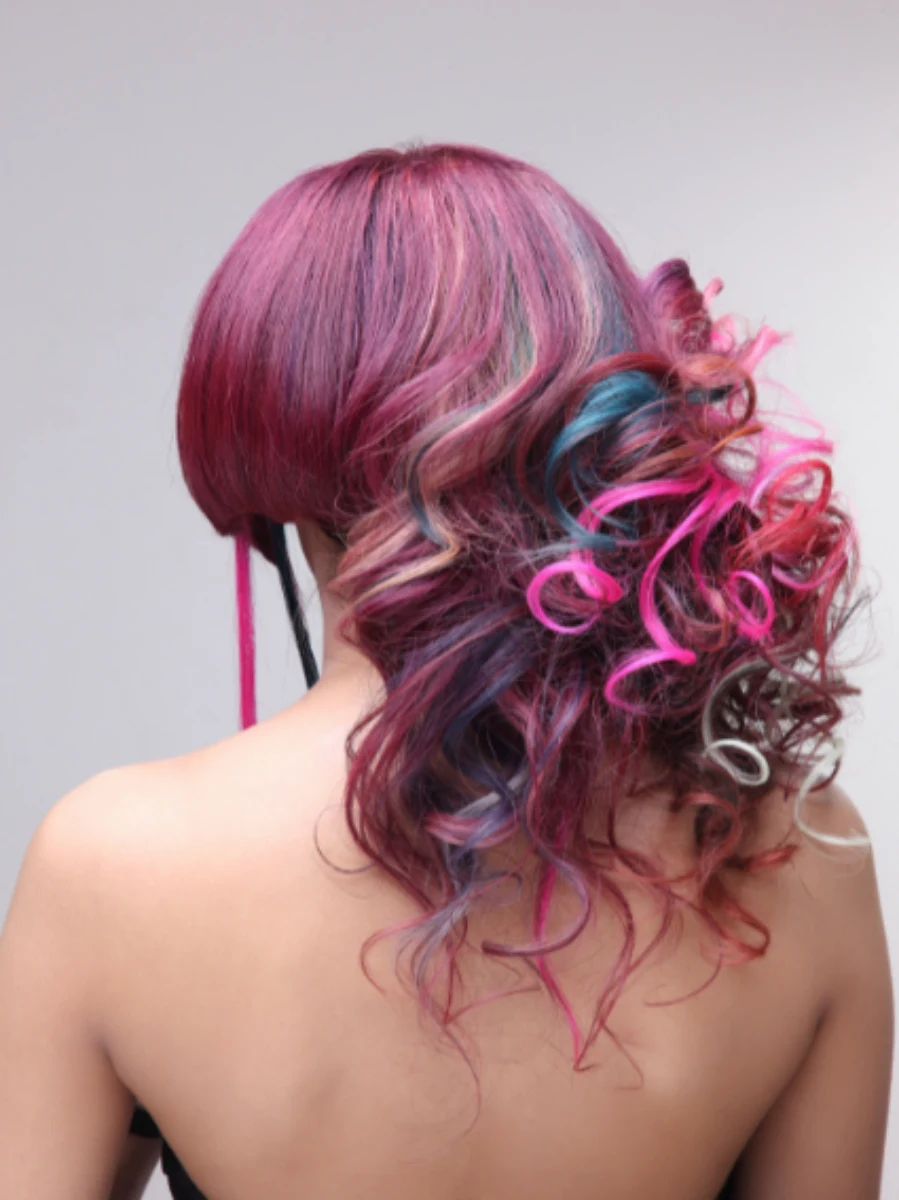 DH Solutions hair stylist website template - dyed hair in formal up-do