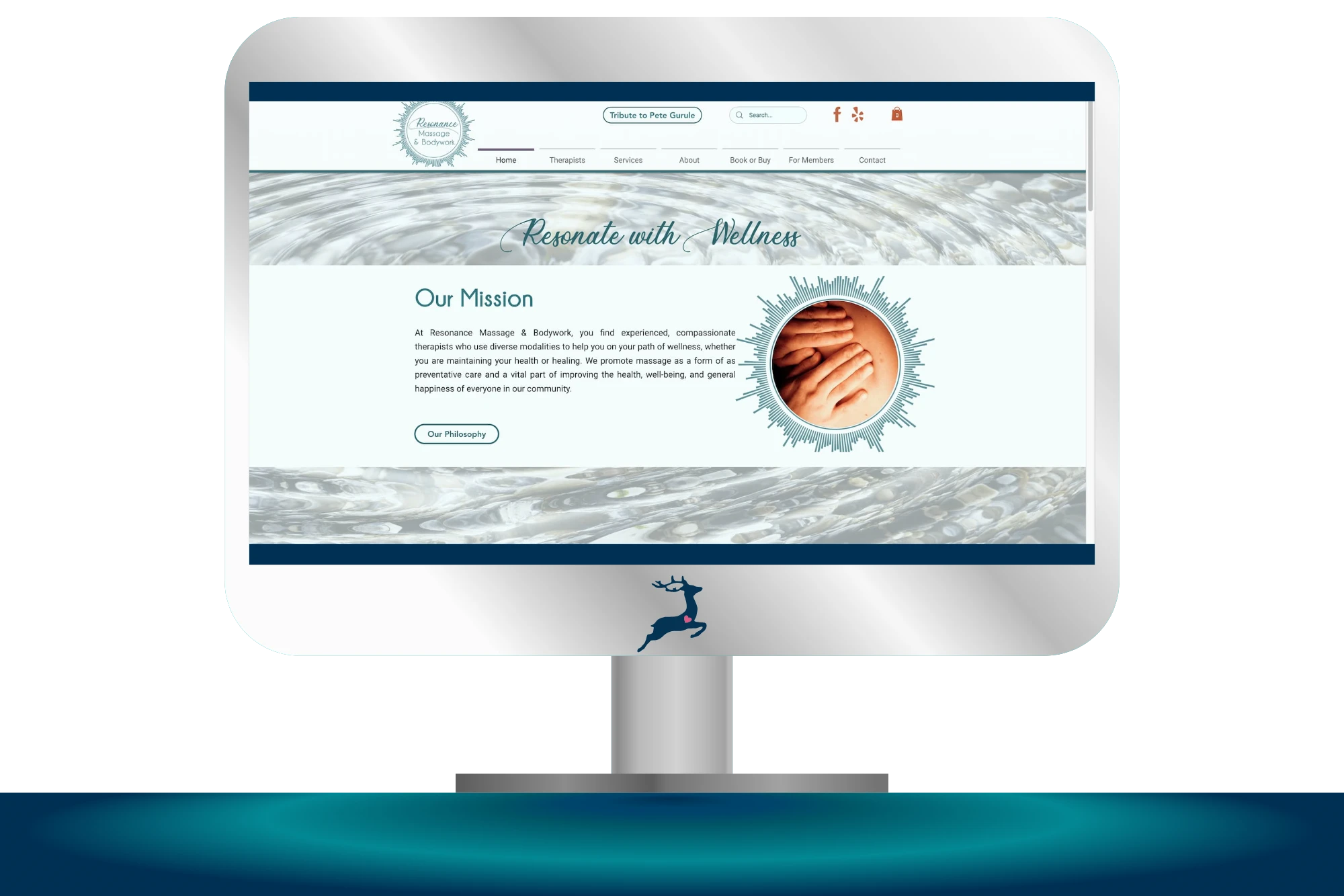 Graphic of computer with screenshot of website designed by DHSolutions