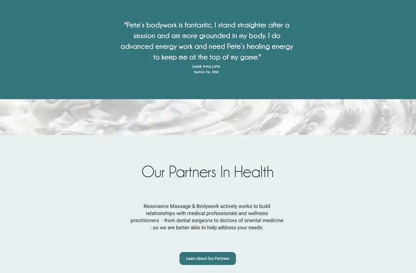 Screenshot from massage therapist website designed by DH Solutions