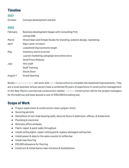 Page 14 of a business plan written by DH Solutions (formerly Deer Heart Consulting)