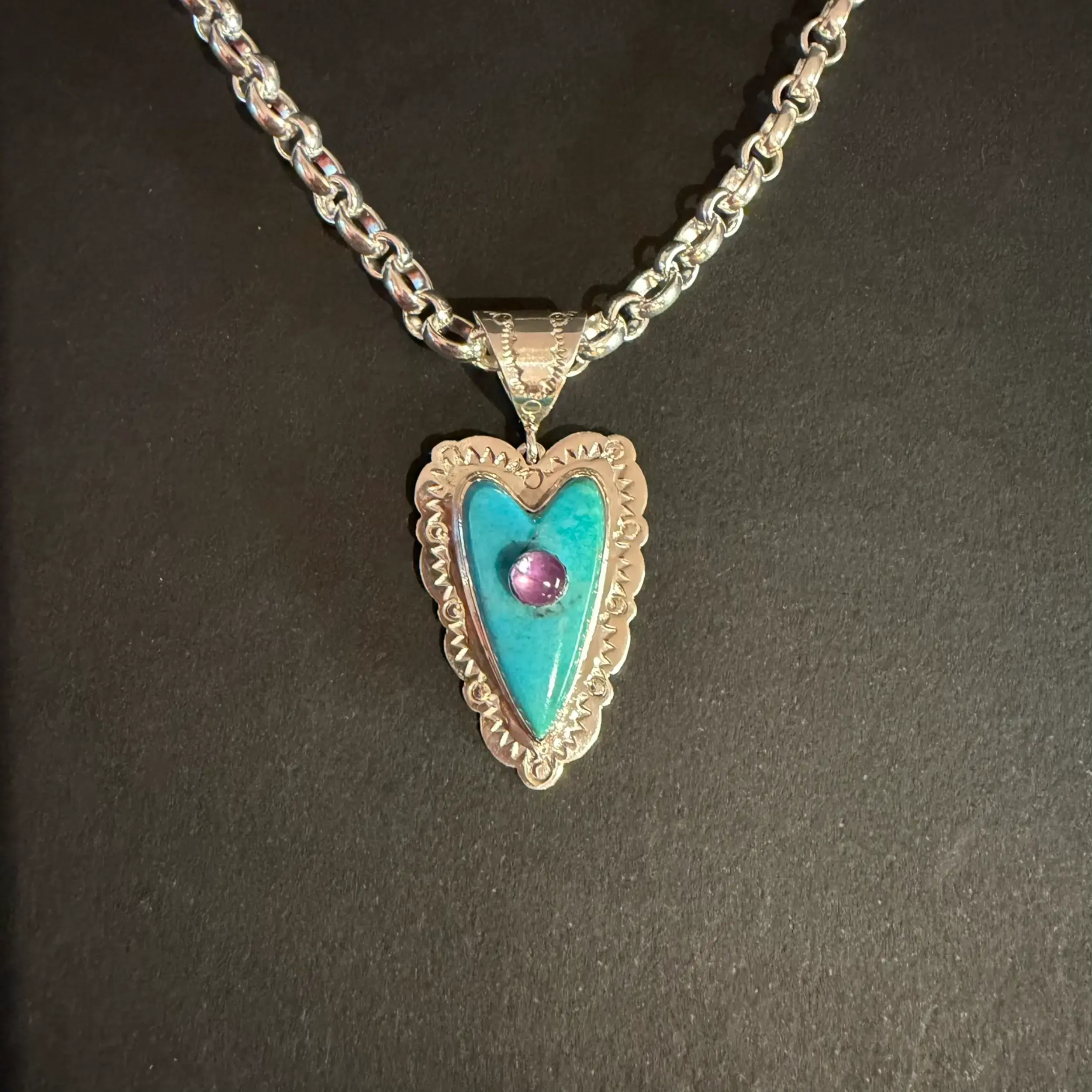 Turquoise And Amethyst Petite Heart Charm