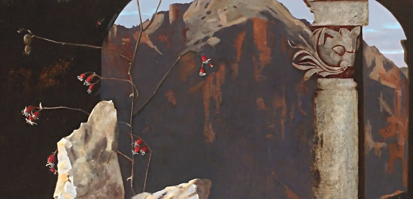 Close up of Jenny Elizabeth's oil painting, Simulacrum