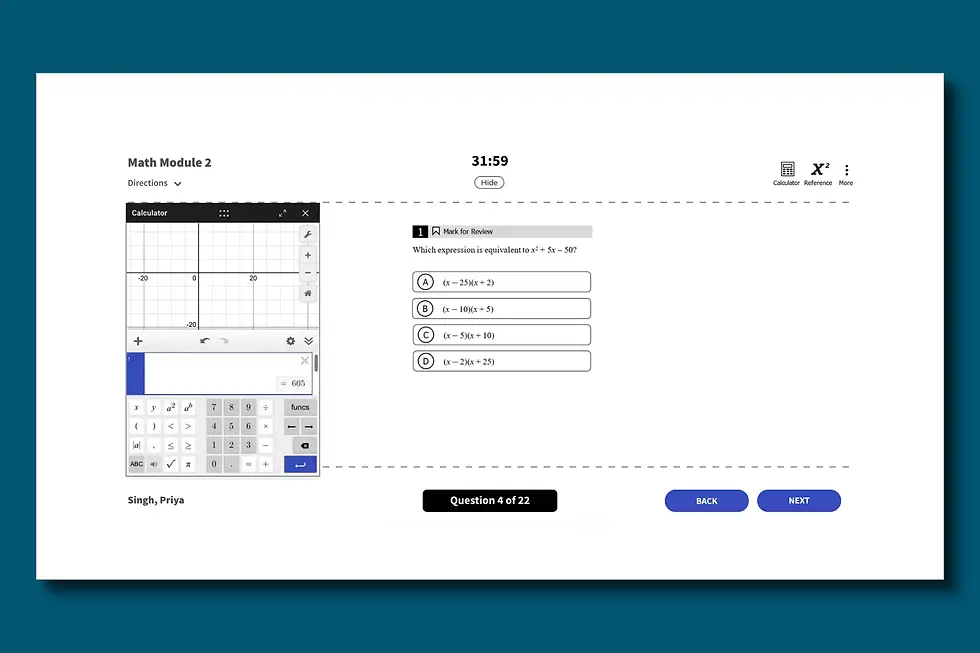 Thumbnail: Screenshot of math question from Digital SAT practice test