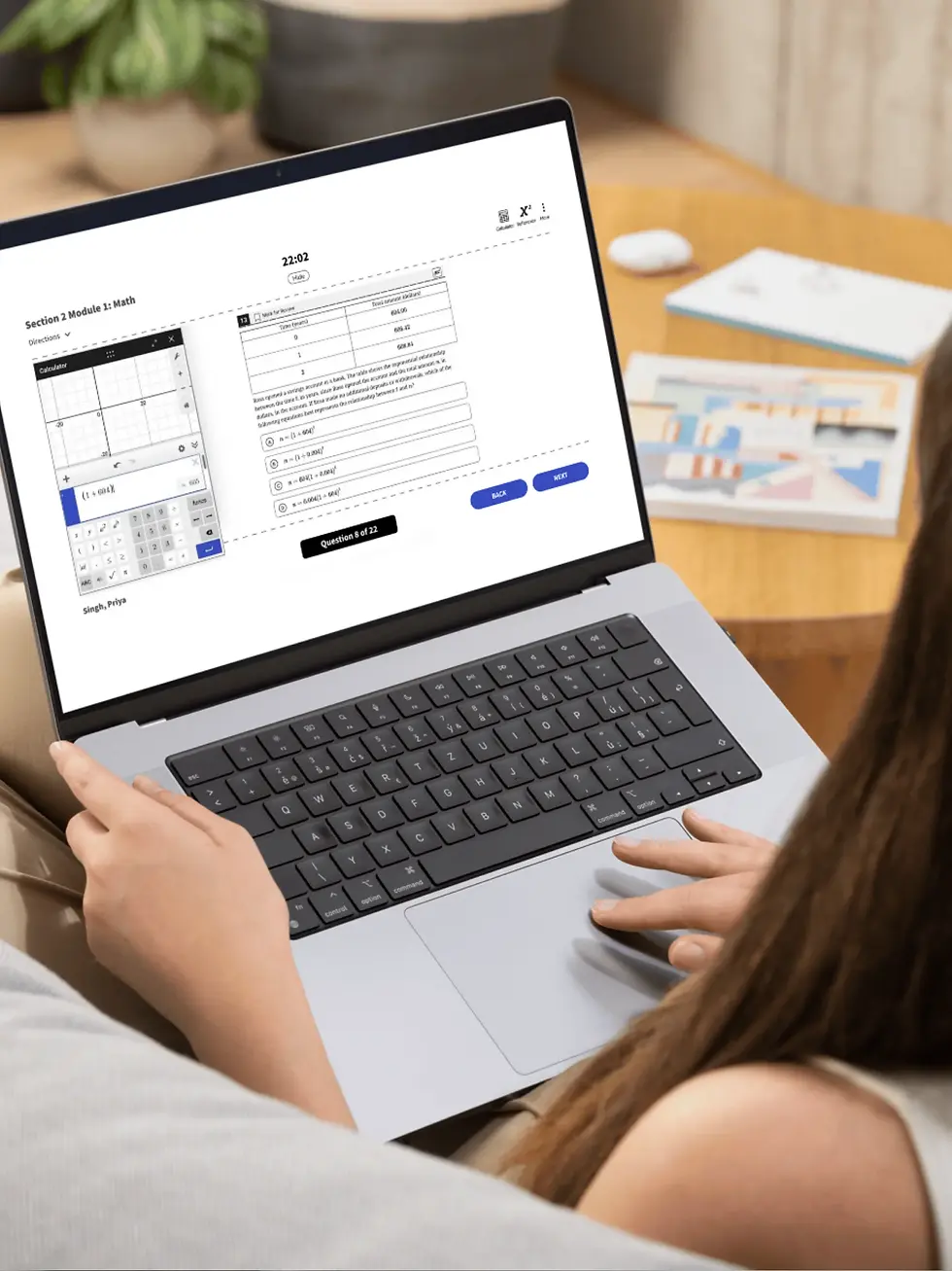 Student studying for the SAT using digital SAT Practice Test