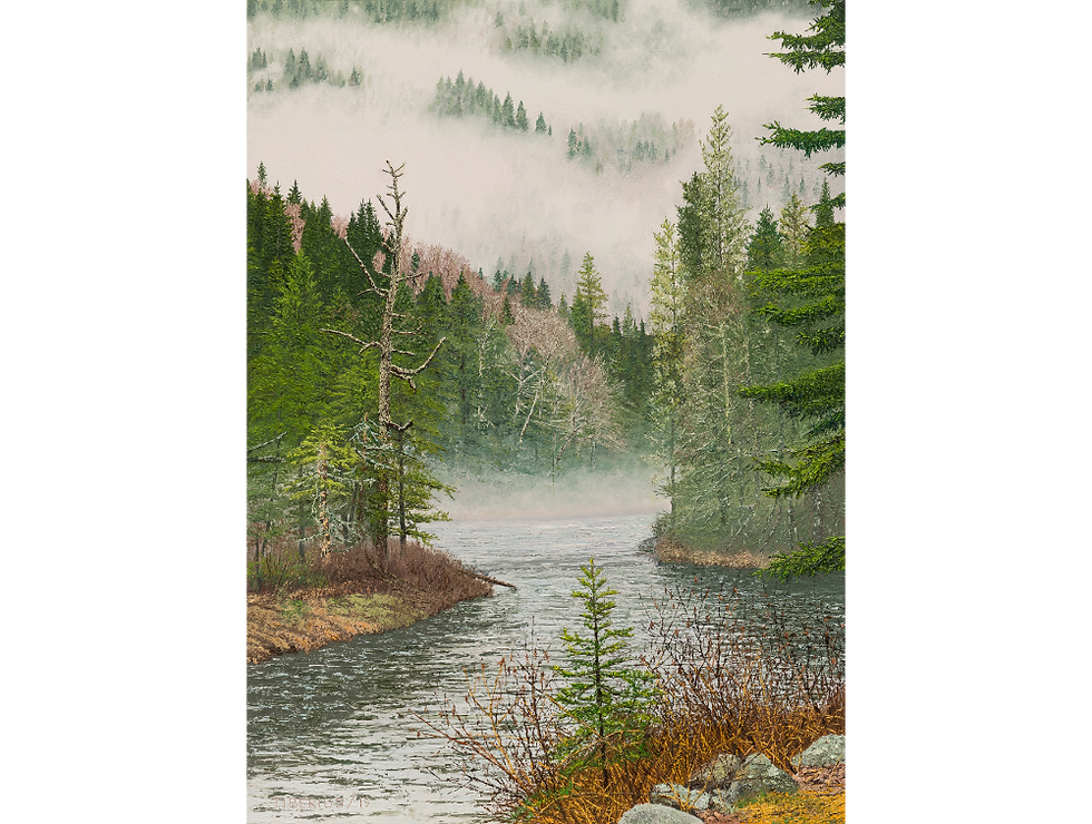 Jacques Cartier River, Morning Mist oil painting by Richard Tiberius