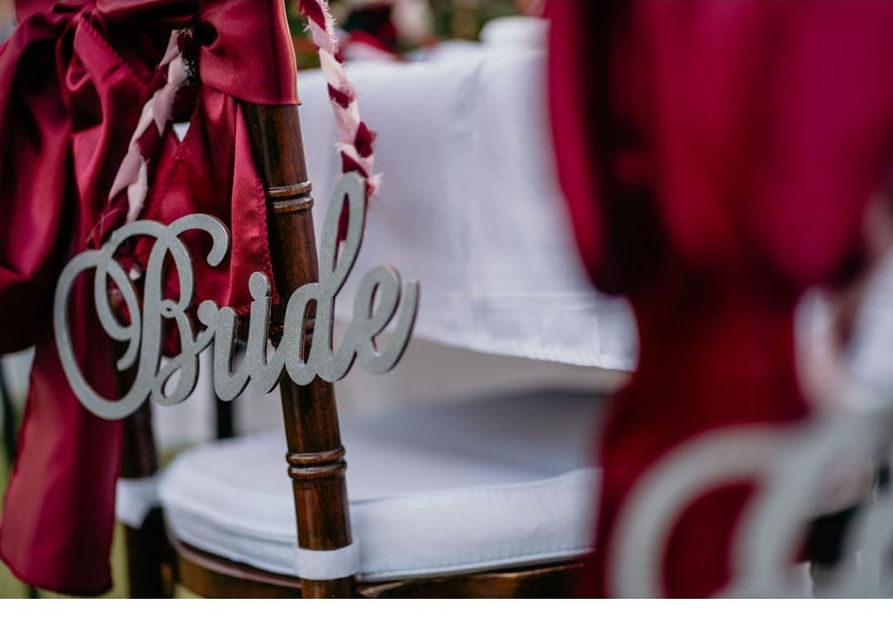 Bride sign at wedding at Hogue Head Lake Wedding Venue