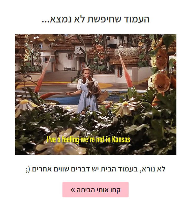 דוגמה למיקרו-קופי לדף 404 של שוגר