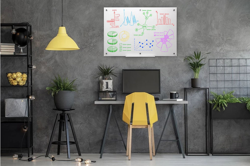 לוח מחיק מעוצב מזכוכית מתאים לעבודה מהבית או למשרד