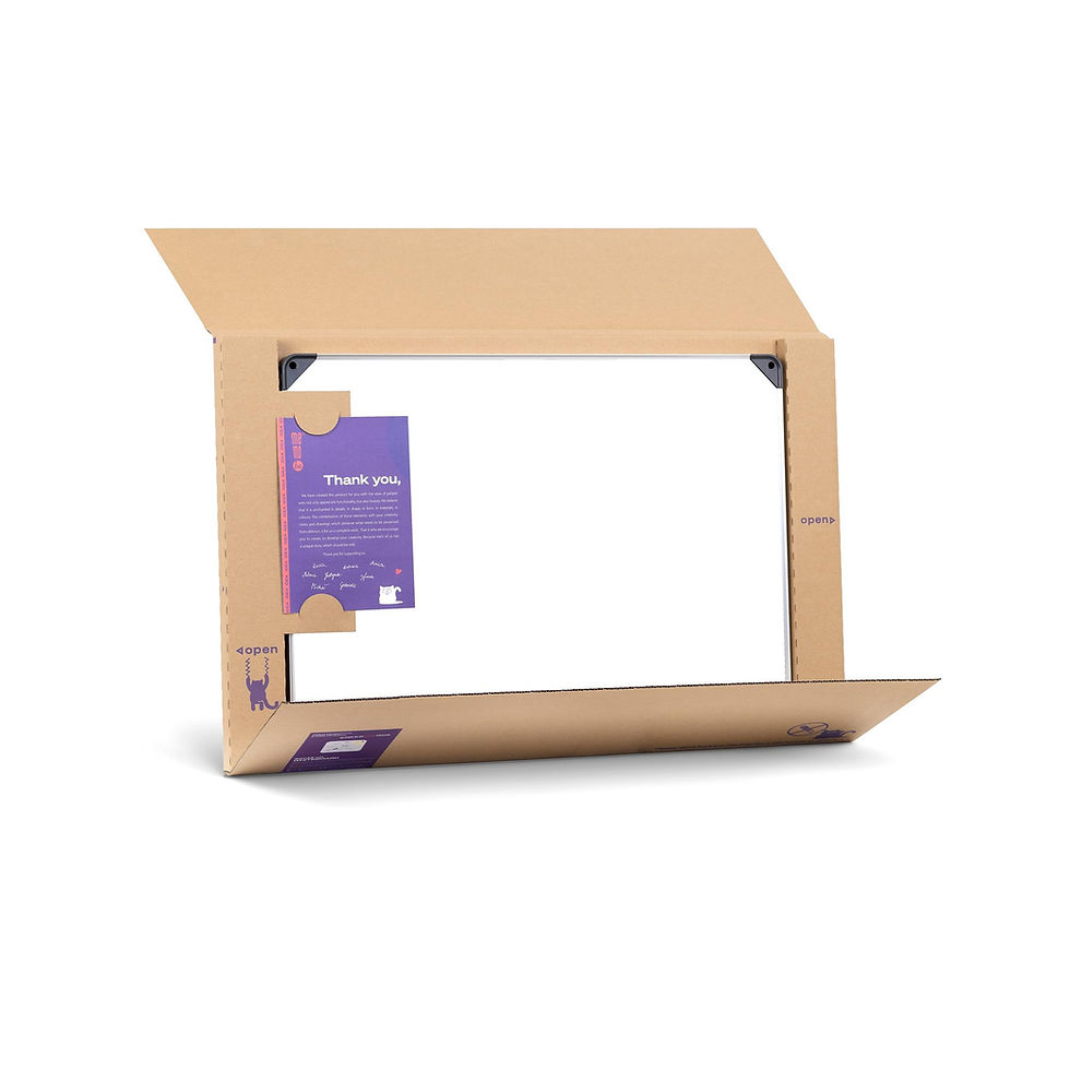 תמונה ממוזערת: אריזת קרטון ממוחזרת ללוח מגנטי לבן ומסגרת שחורה מסדרת MEMO