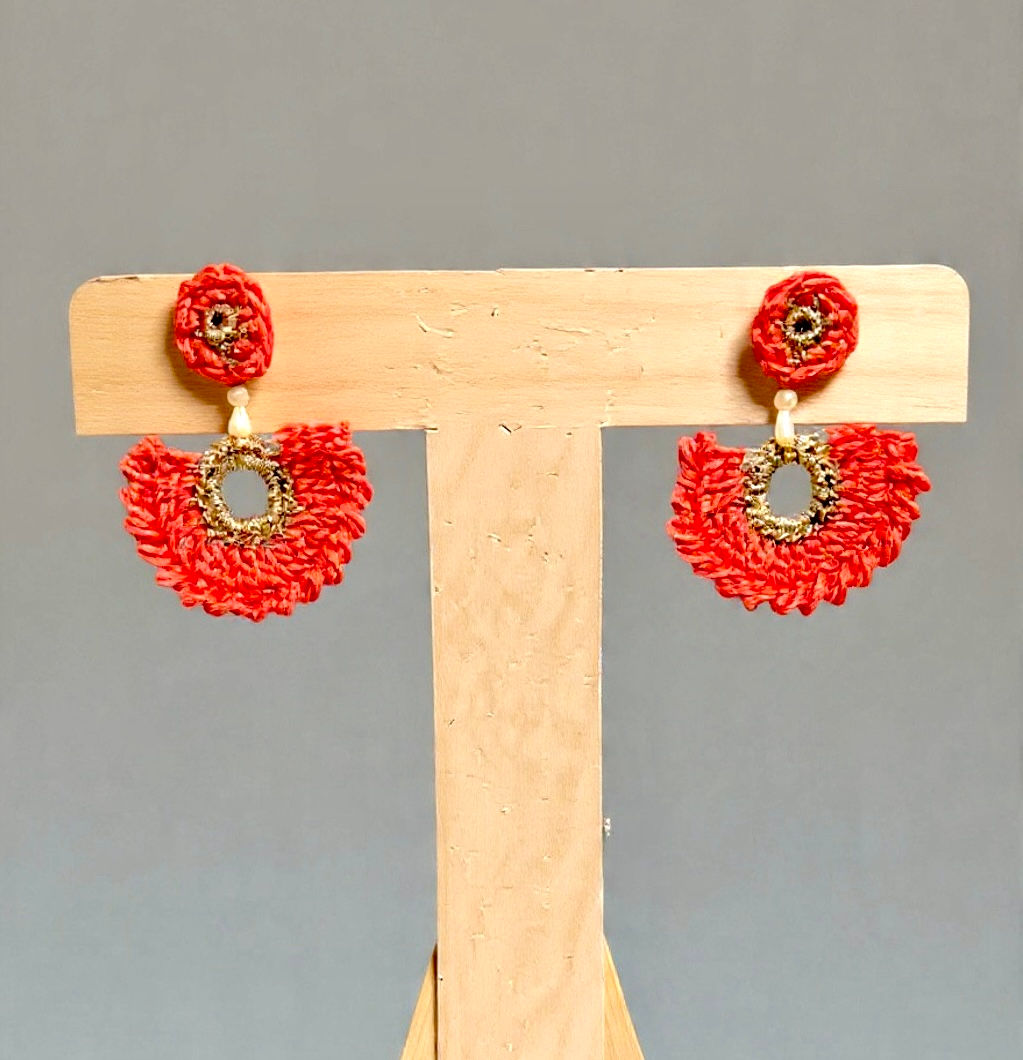 Coral Plume Earrings