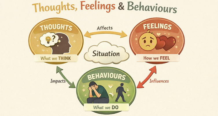 What is CBT - the CBT model of thoughts, feelings and behaviours