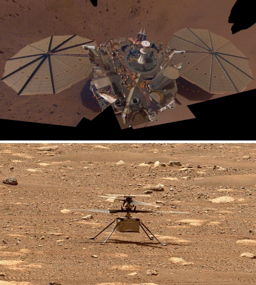 NASA’s InSight lander and Ingenuity helicopter making preparations for the Martian winter. Credit: NASA.