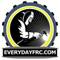 Circular logo design with welder in center