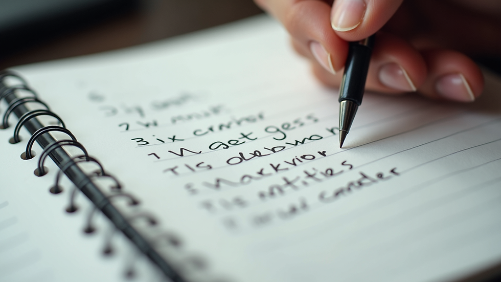 Close-up view of a notebook with interview questions and answers written