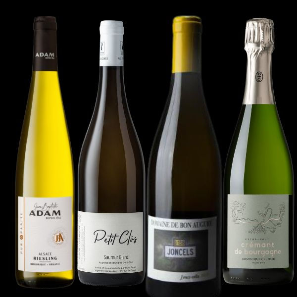 Assortiment 4 boutelles vins blancs et Crémant de Bourgogne à découvrir ou à offrir