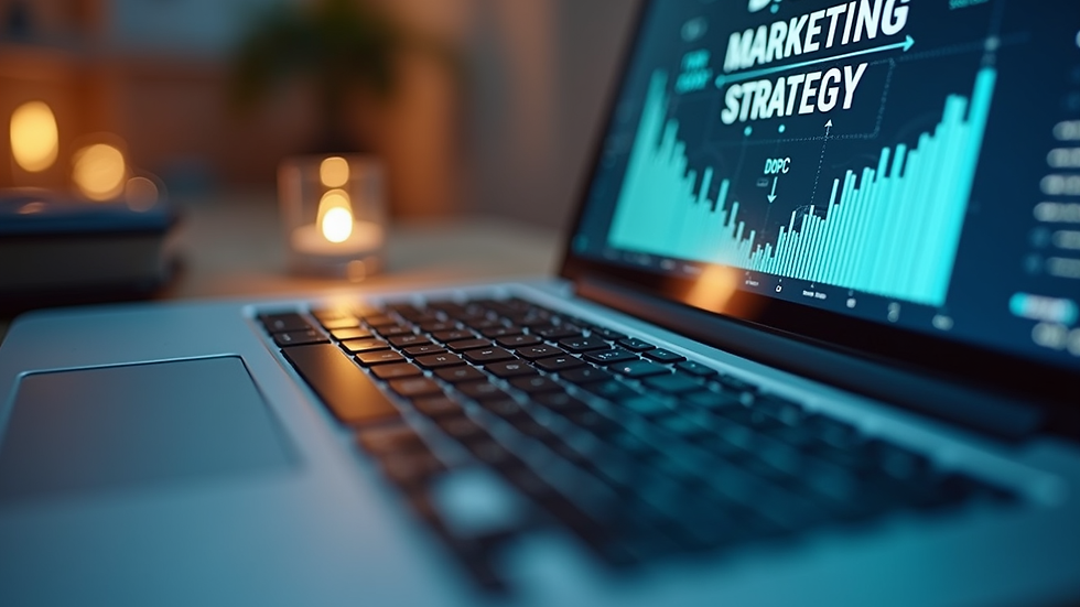 Close-up view of digital marketing strategy on laptop screen