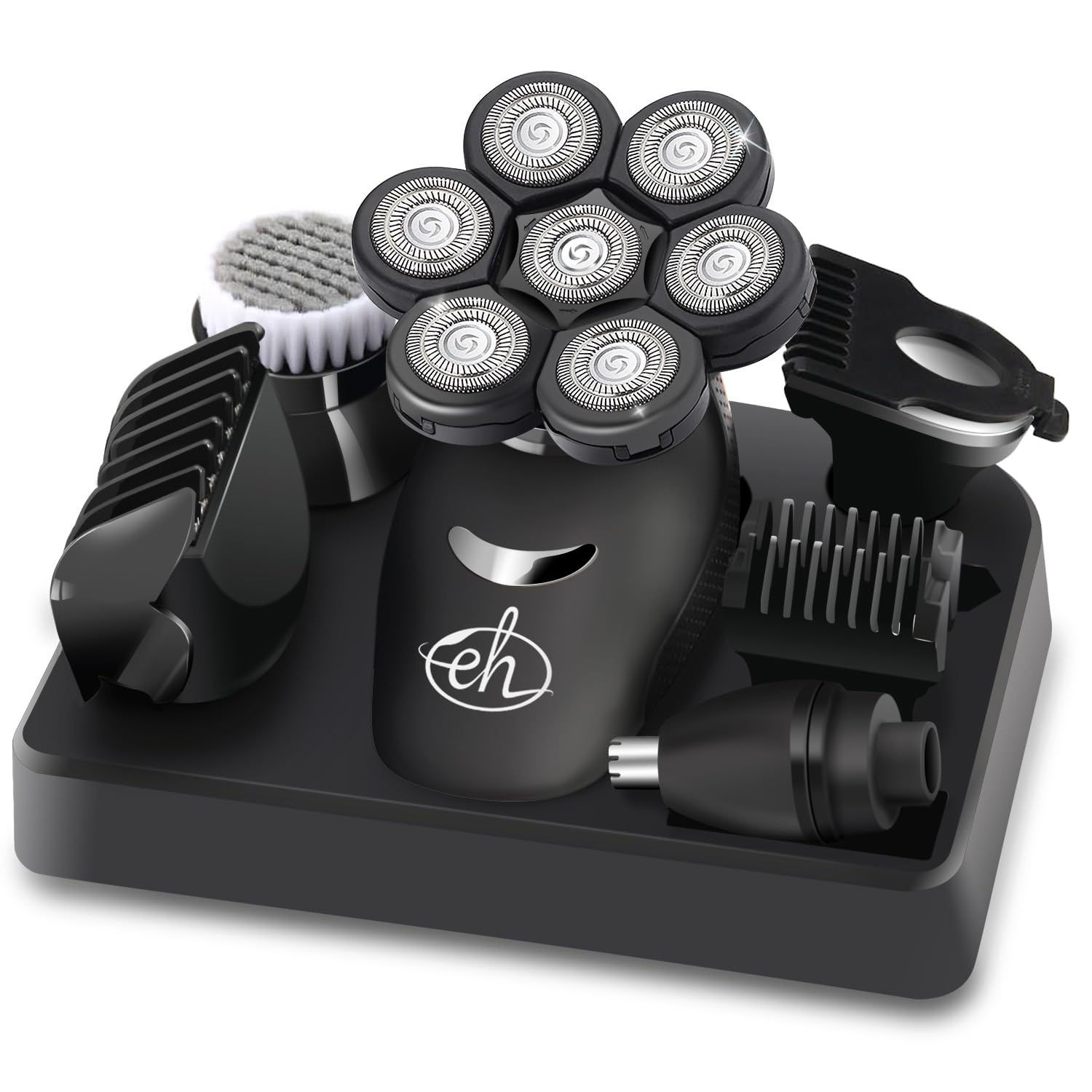 Upgraded 7D Electric Head Shaver for Men – Wet/Dry Rotary Razor with LED Display