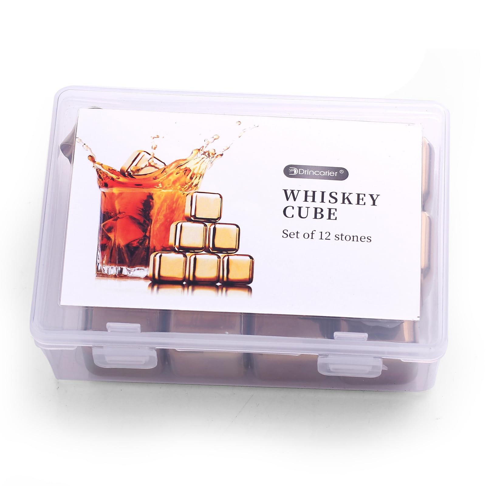 Gold Stainless Steel Whiskey Stones – Reusable Chilling Cubes for Whiskey, Cockt