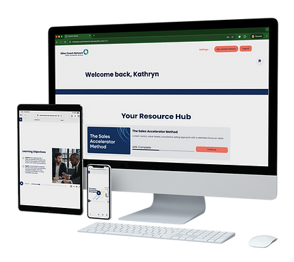 Resource Hub and Sales Accelerator Method for sales coaching across devices.