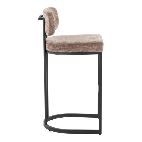 Thumbnail: Demi Black Metal Mid-Back Barstool with Brown Fabric Back and Seat - 2/Case