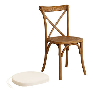 Brown Wood Cross Back Chair with 2" Riesling White Linen Cushion  Leave a review