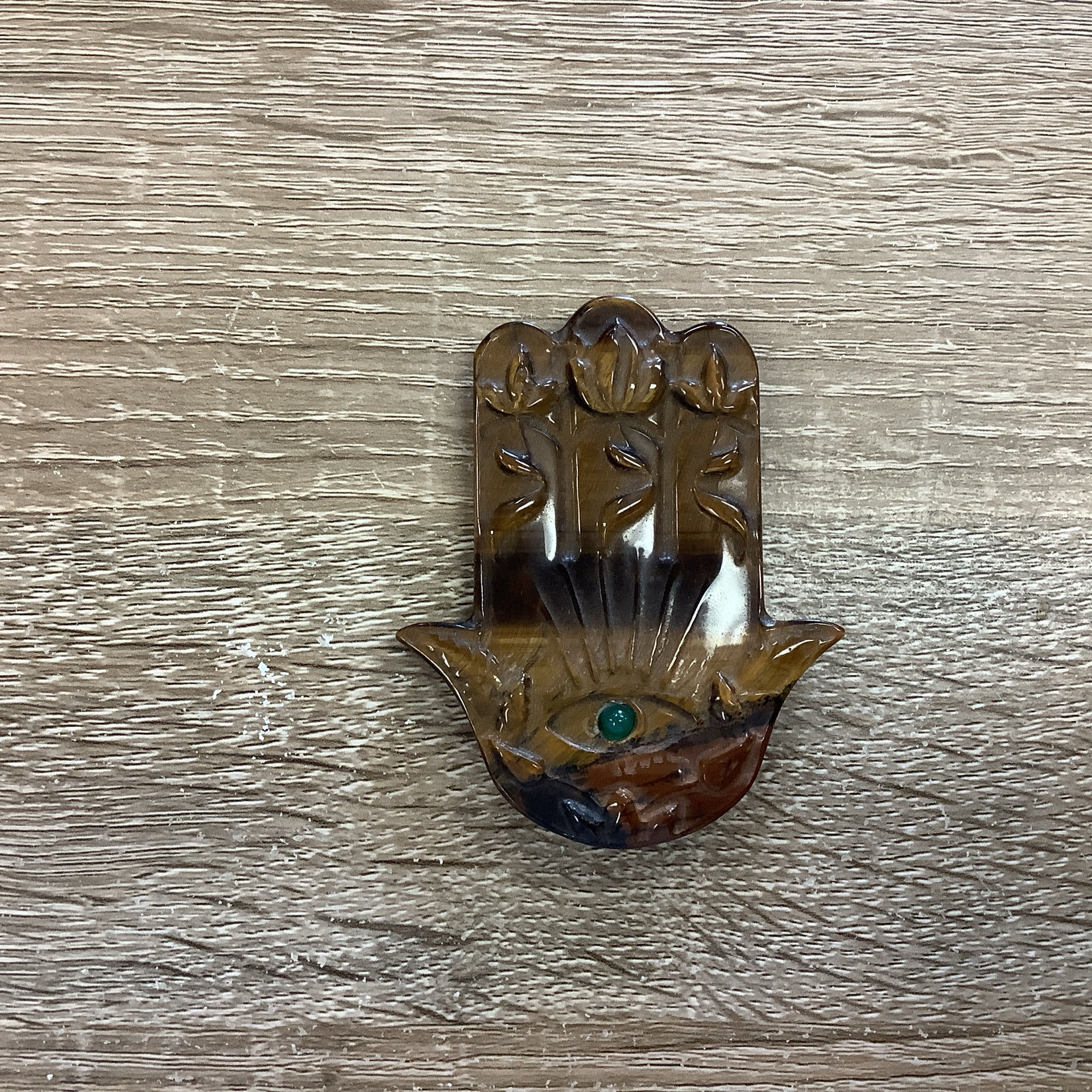 Hamsa Hand-Tigers Eye Large