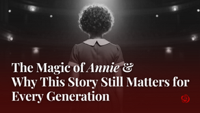 Young actress playing Annie stands in a spotlight at Rose Center Theater