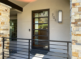 modern glass exterior door with horizontal panels