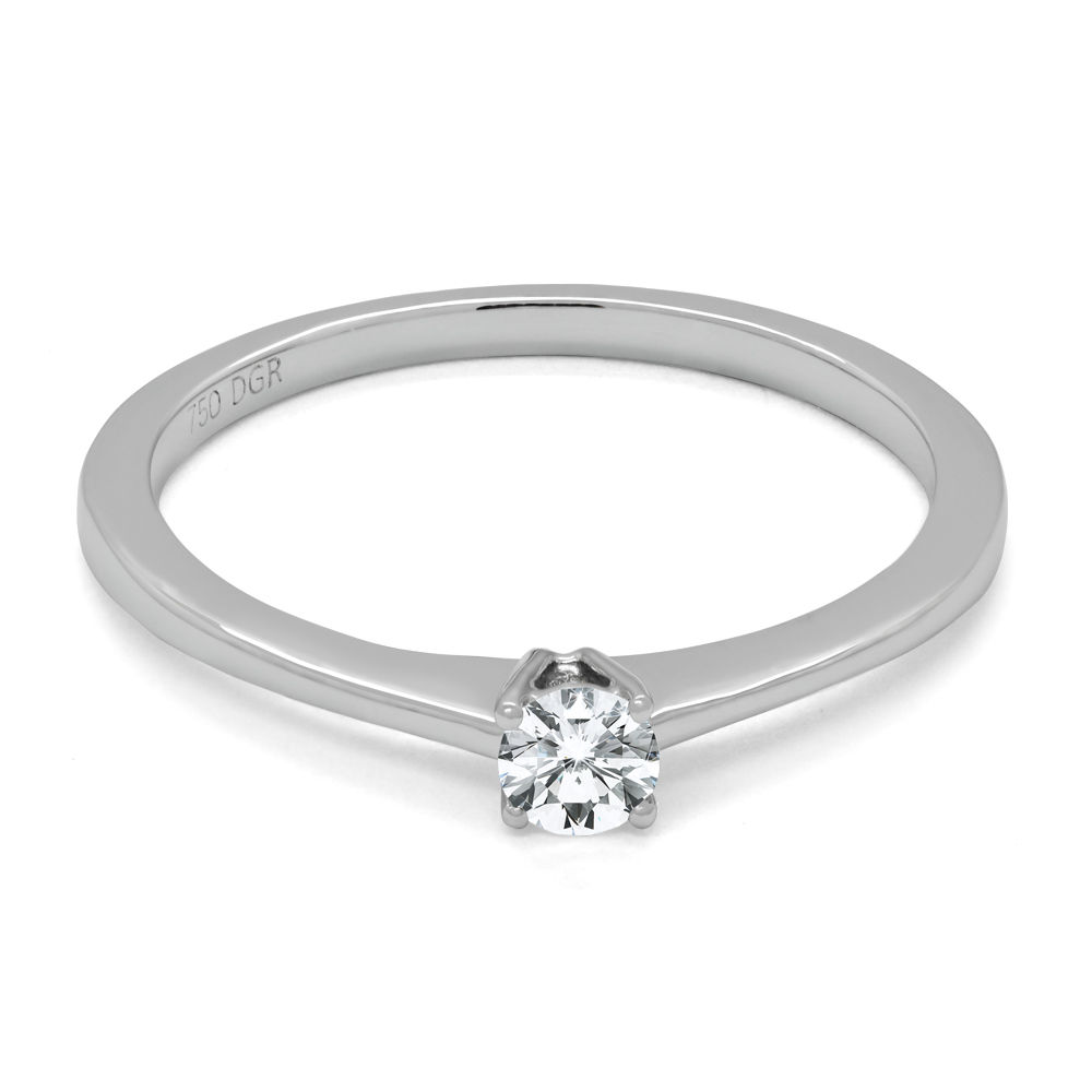 18K Four Prong White Gold Diamond Ring