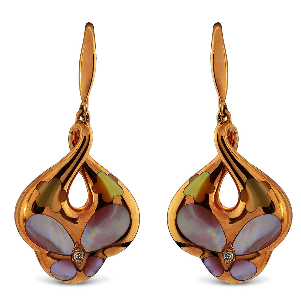 Diamond And Mother Of Pearl Earrings Rose Gold