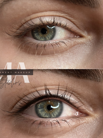 Before and after lash enhancement permanent makeup results
