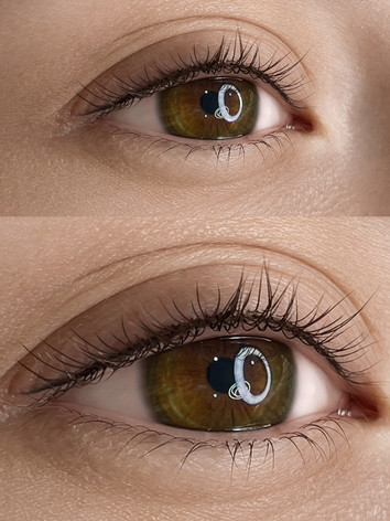 Before and after permanent lash enhancement results
