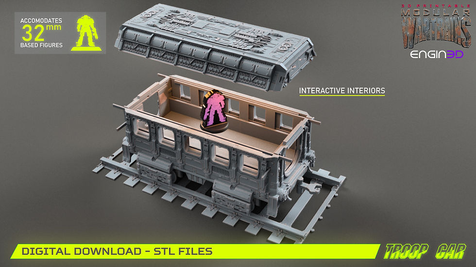 Thumbnail: Troop Car - Modular WarTrains - Digital Download .STLs