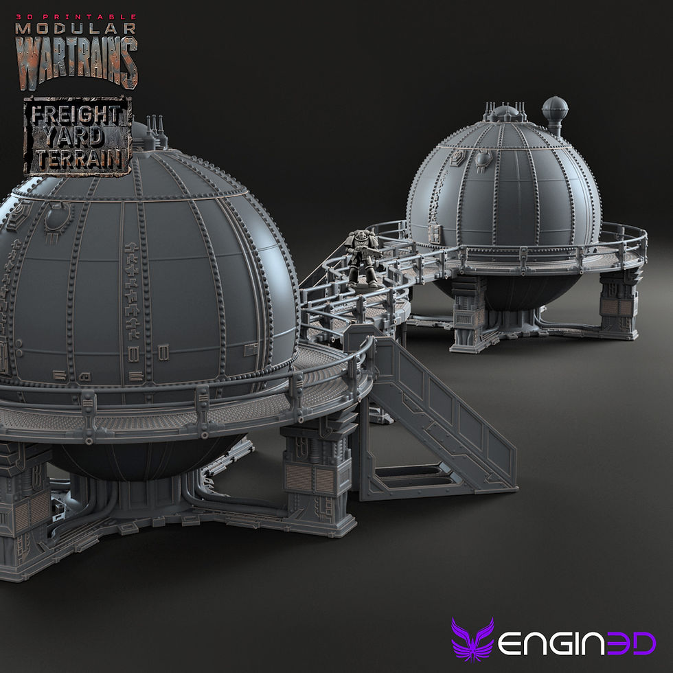 Thumbnail: Gas Spheres - Freight Yard Terrain - Digital Download