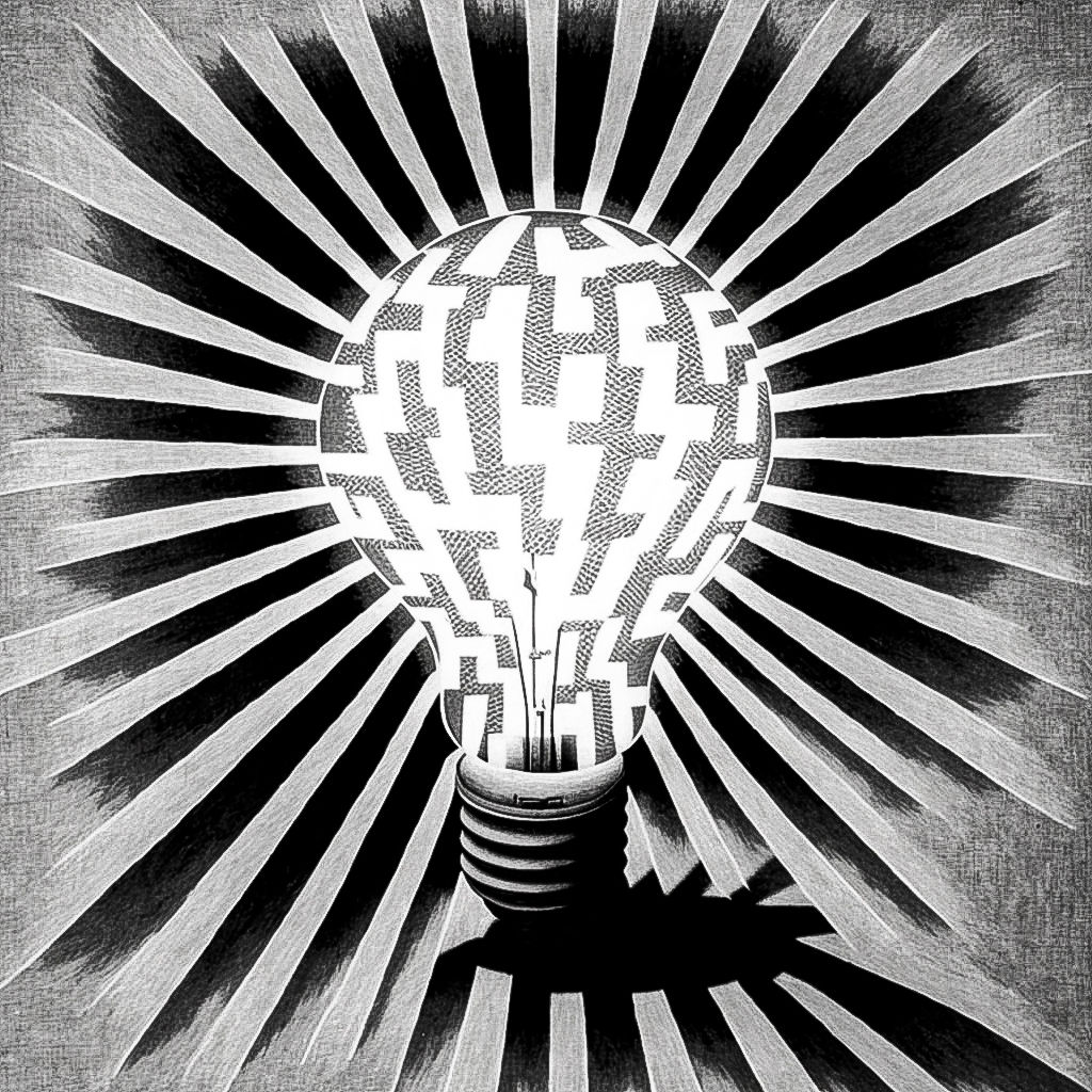 Minimalism Black and White Light Bulb #2